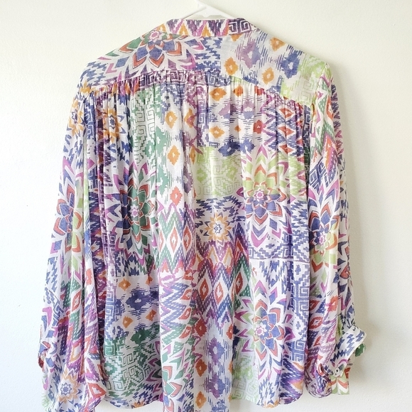 Anthropologie Maeve Bryanna Aztec Tribal Boho Shirt Top Size Large - Picture 11 of 16